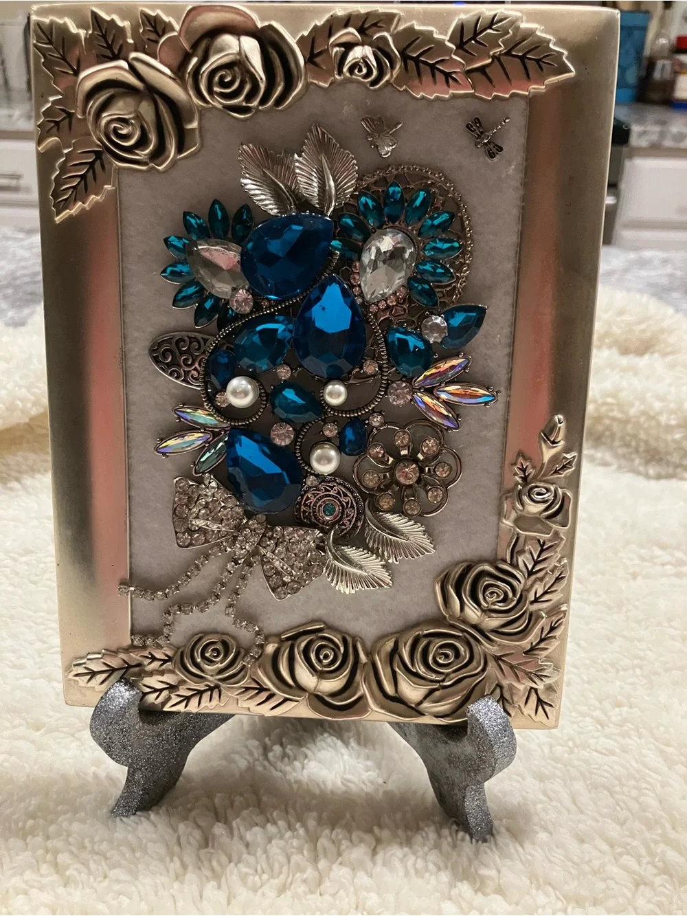 Blue Gem Floral Wall Decor Frame